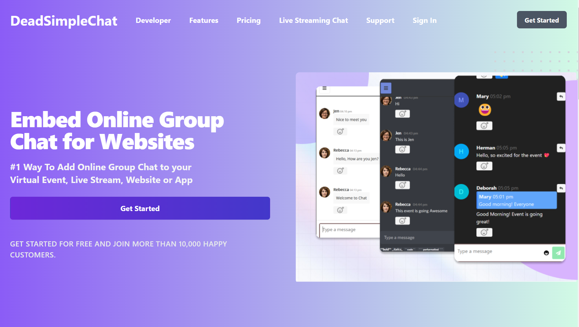 Live chat box for website