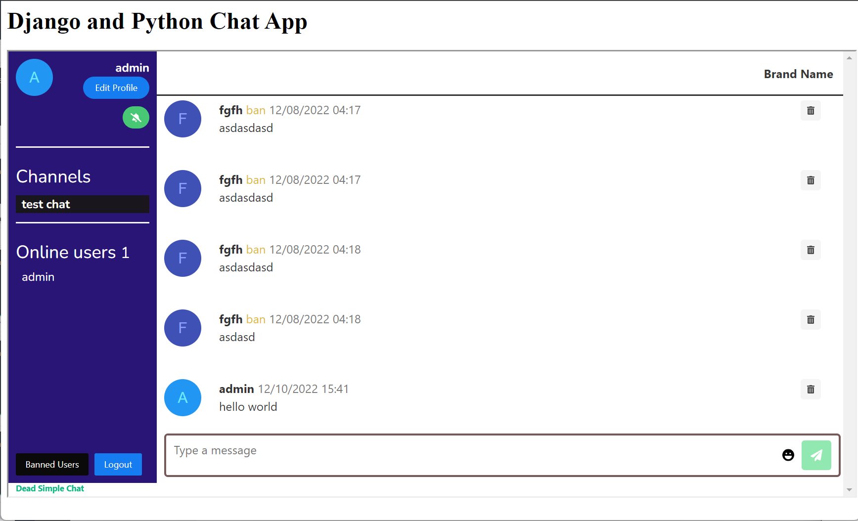 Python Django chat app tutorial