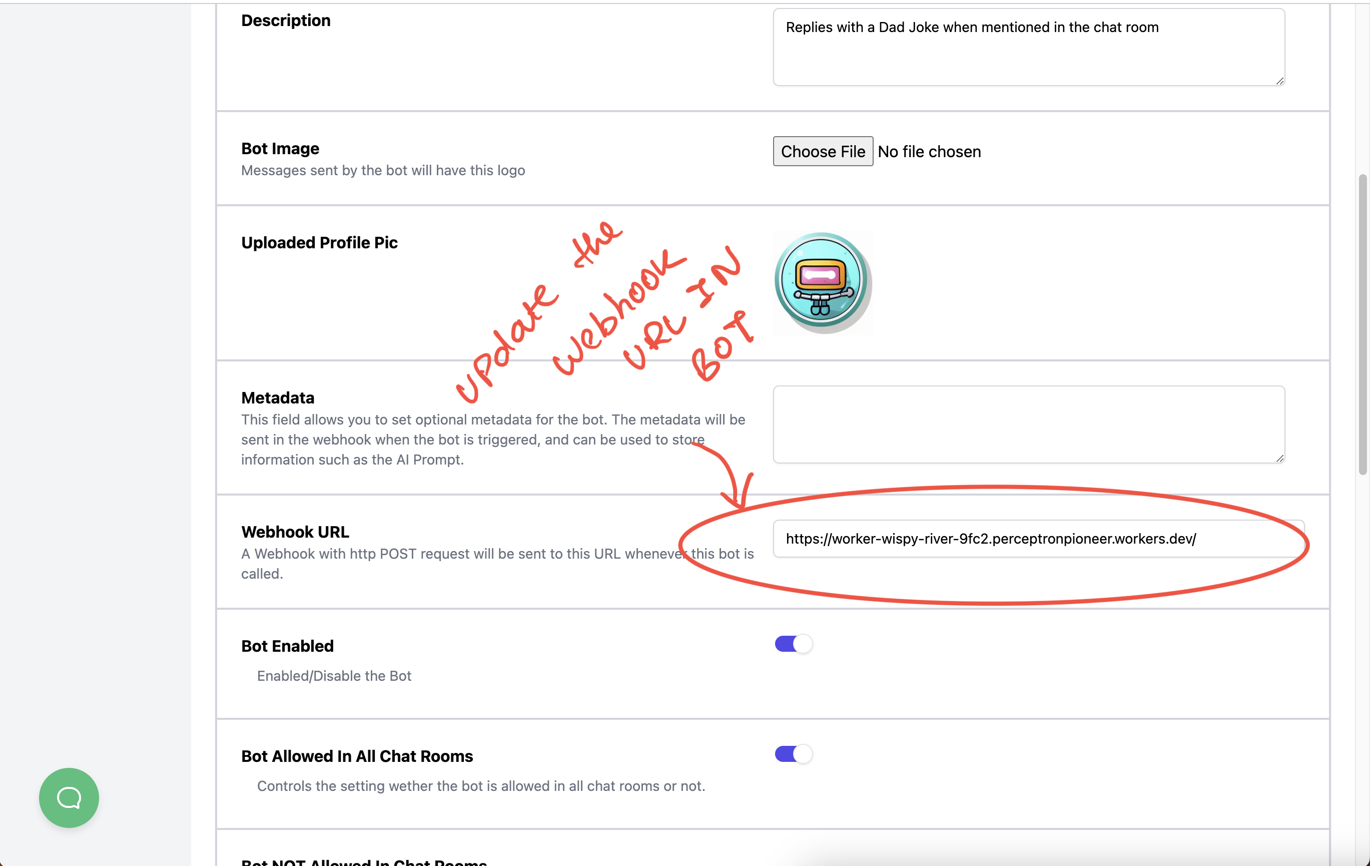 Webhook URL Updated