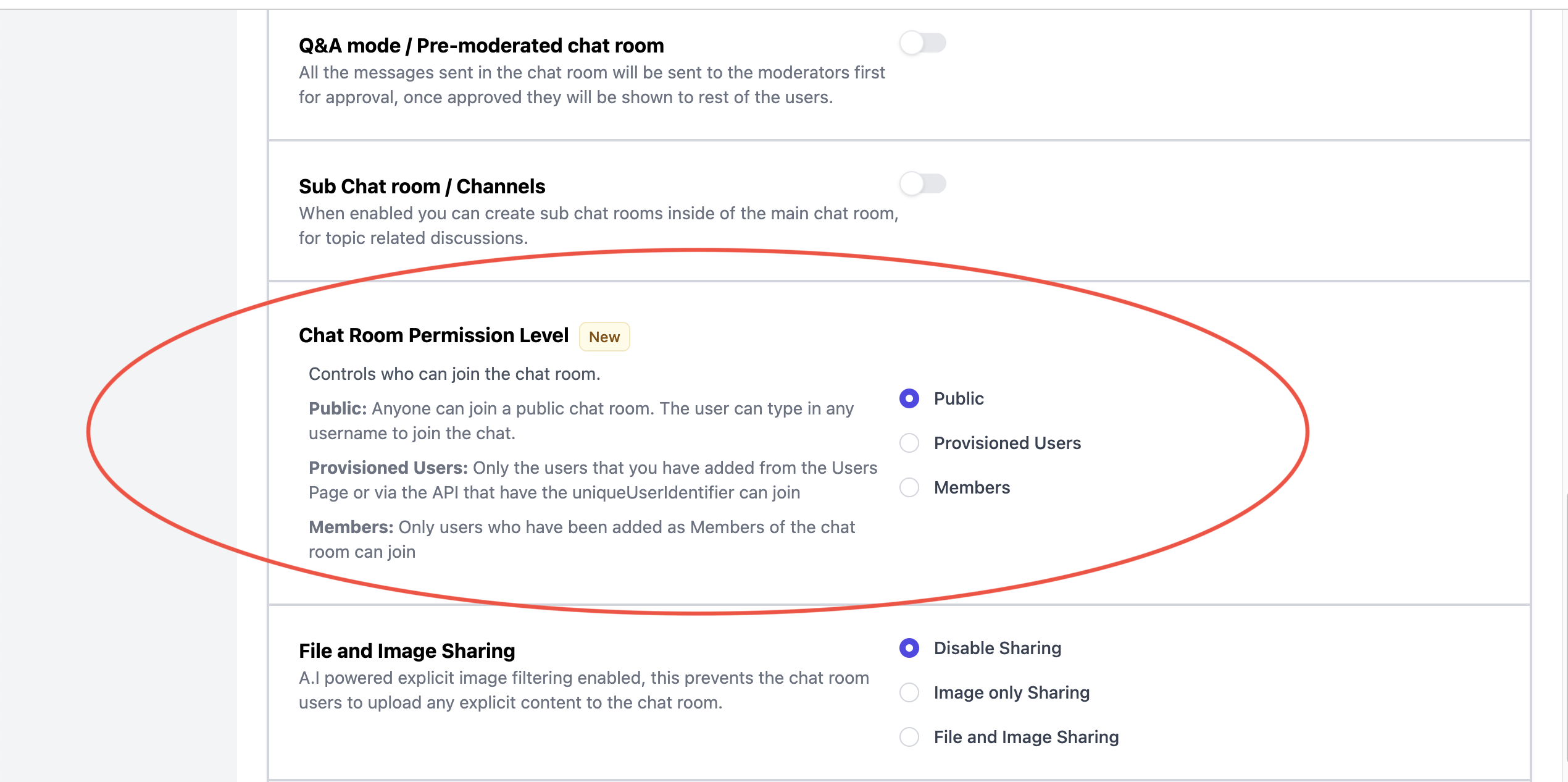 Chat Room Permission Level