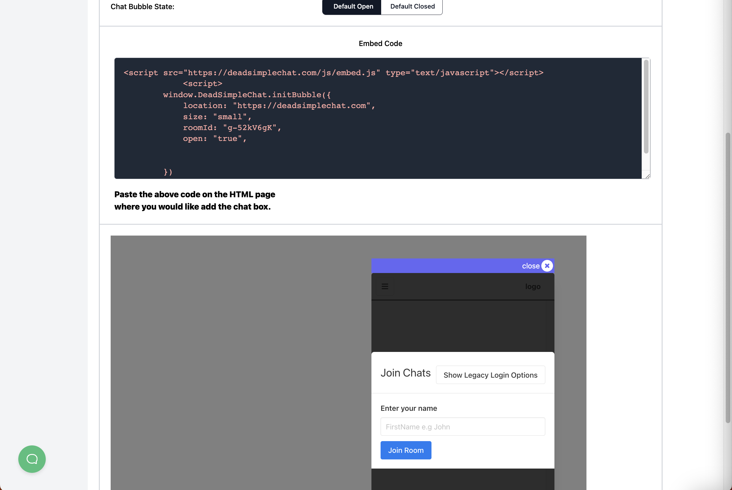 The Embed Info tab