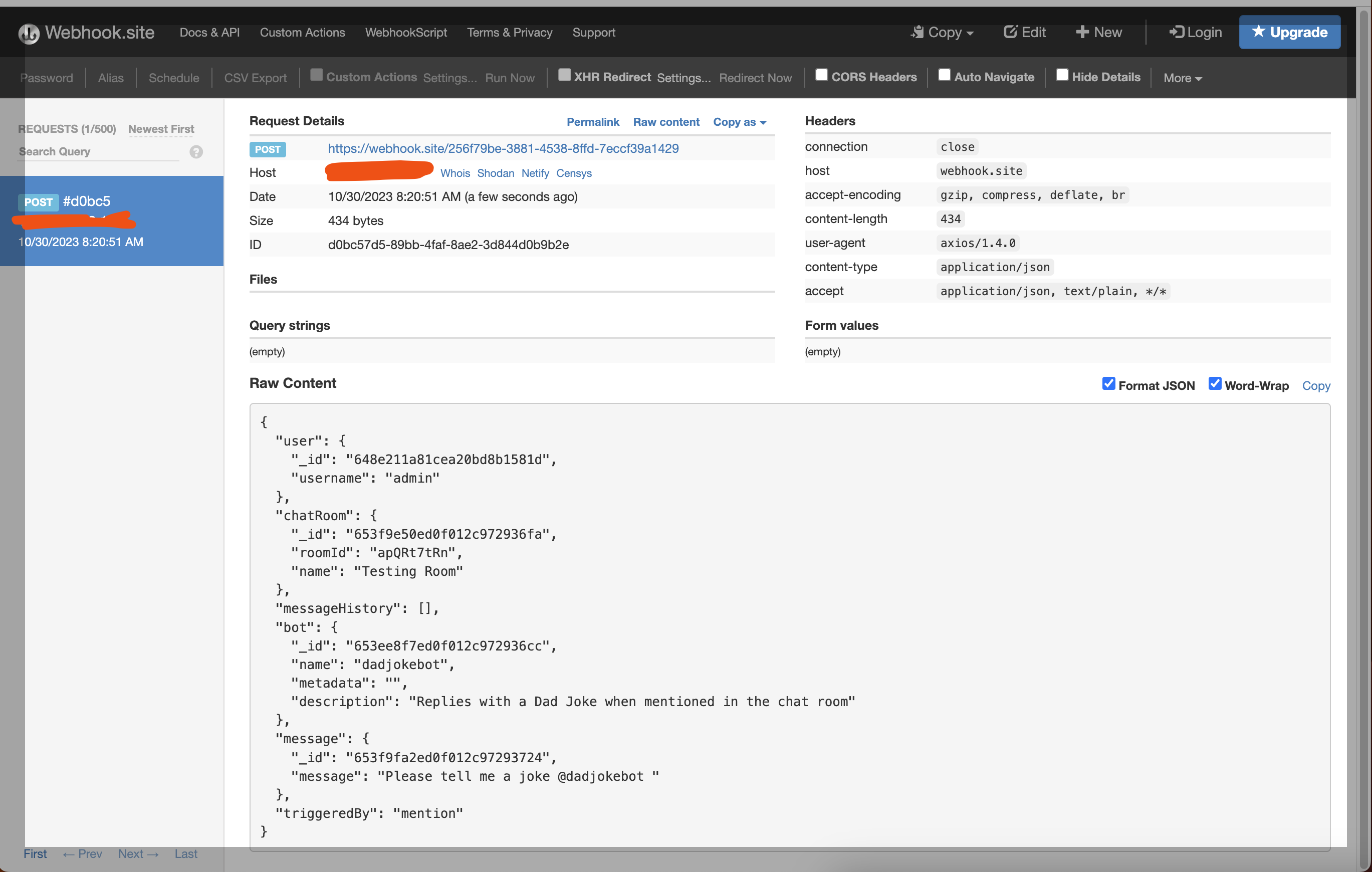 Webhook Snapshot