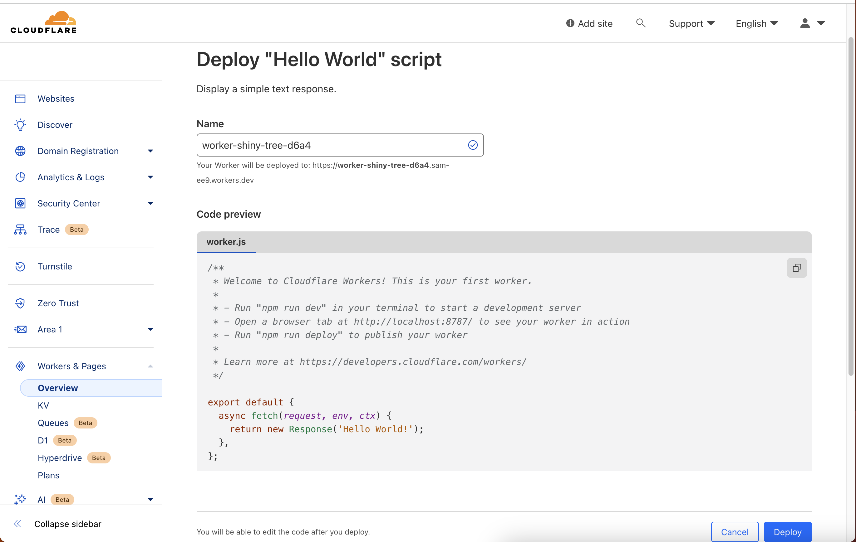 Cloudflare Worker Deploy